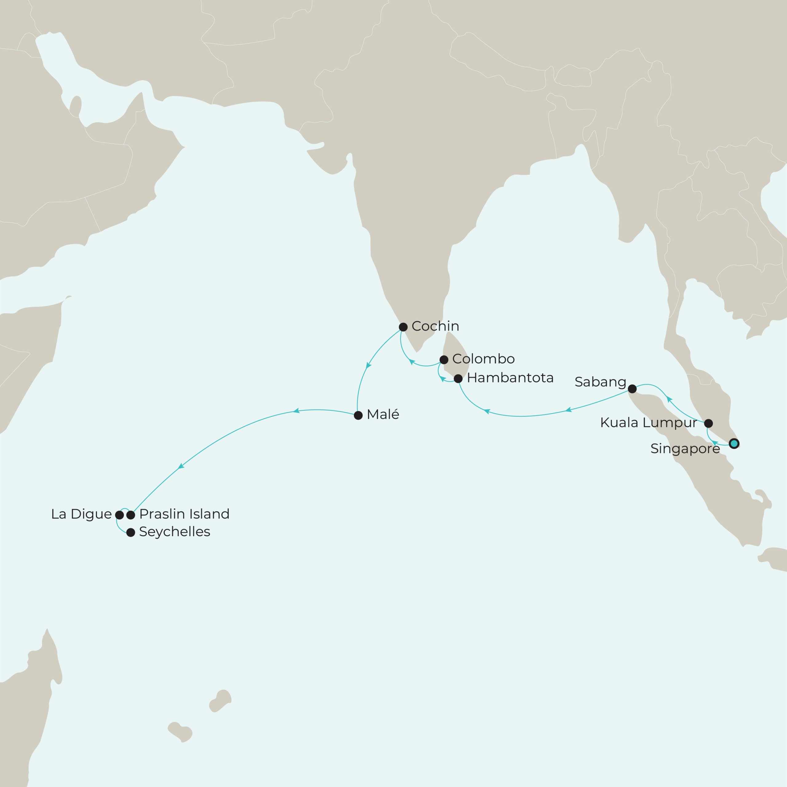 Cunard Voyage Map