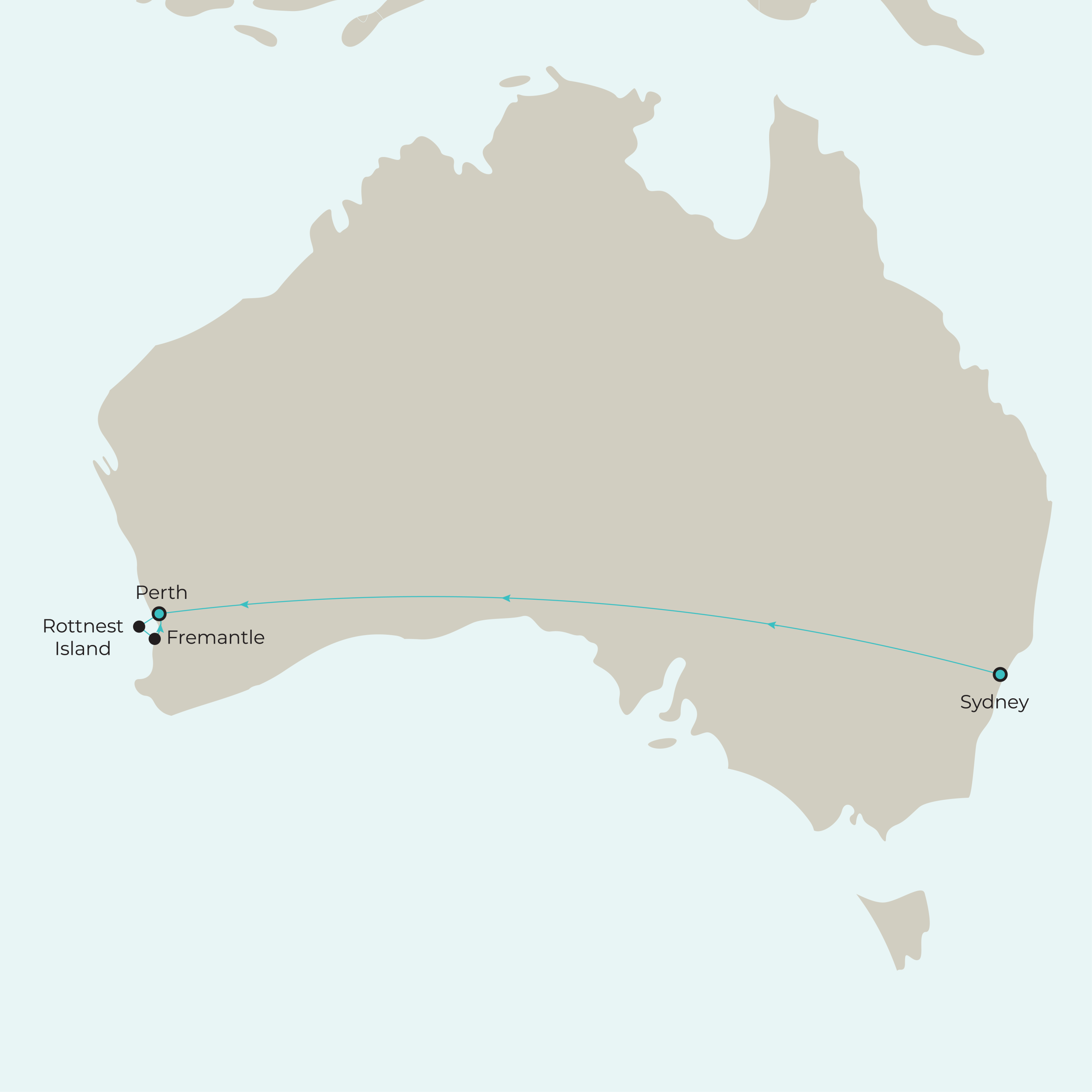 Indian Pacific Sydney to Perth Route Map